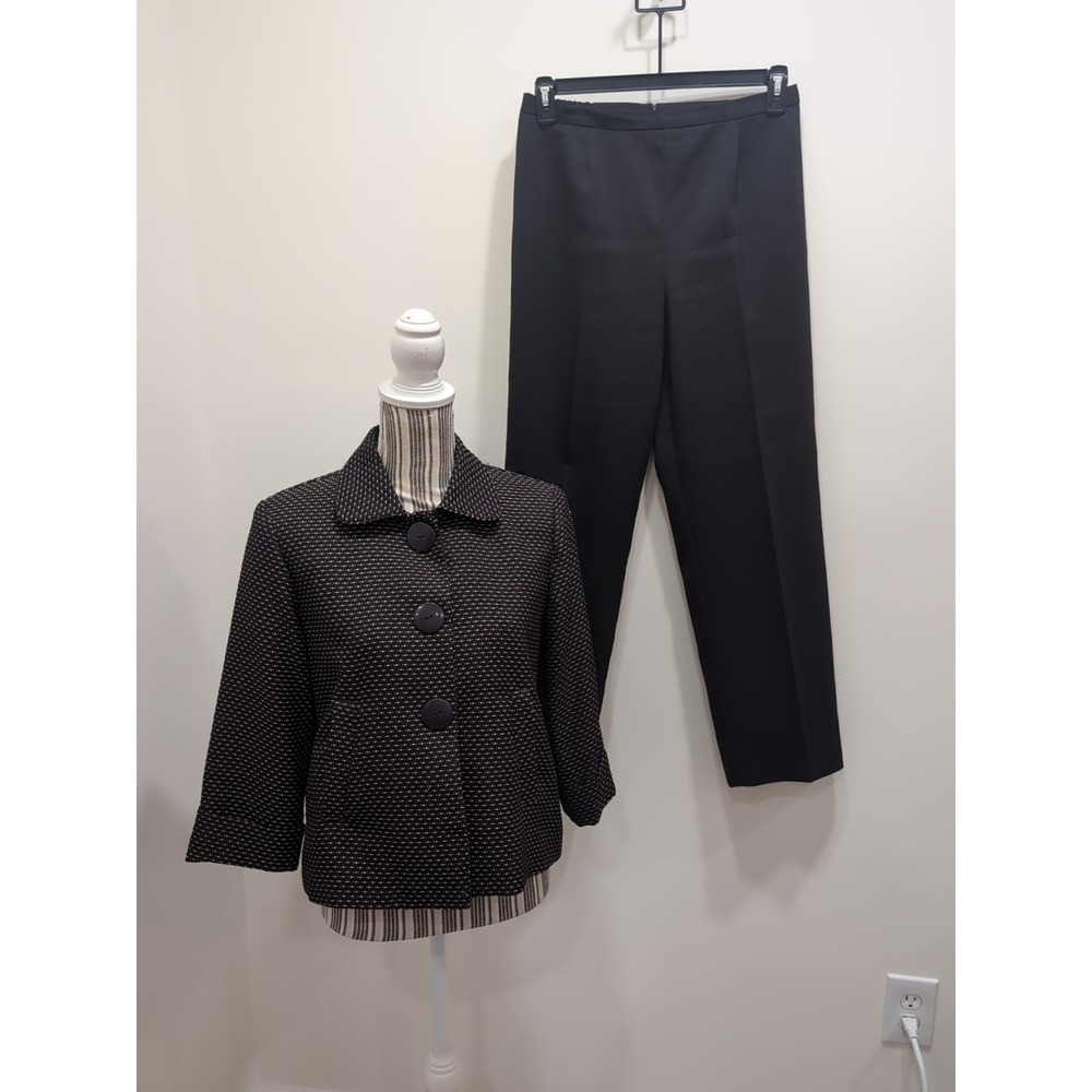 Vintage Studio 1 Petite Women's Brown Pant Suit Size 10P Old Money Corporate